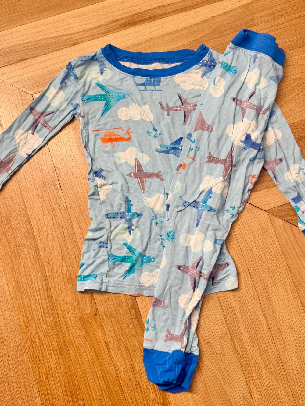 3T Little Sleepies Bamboo Kids Airplane Print Blue Pajama Set